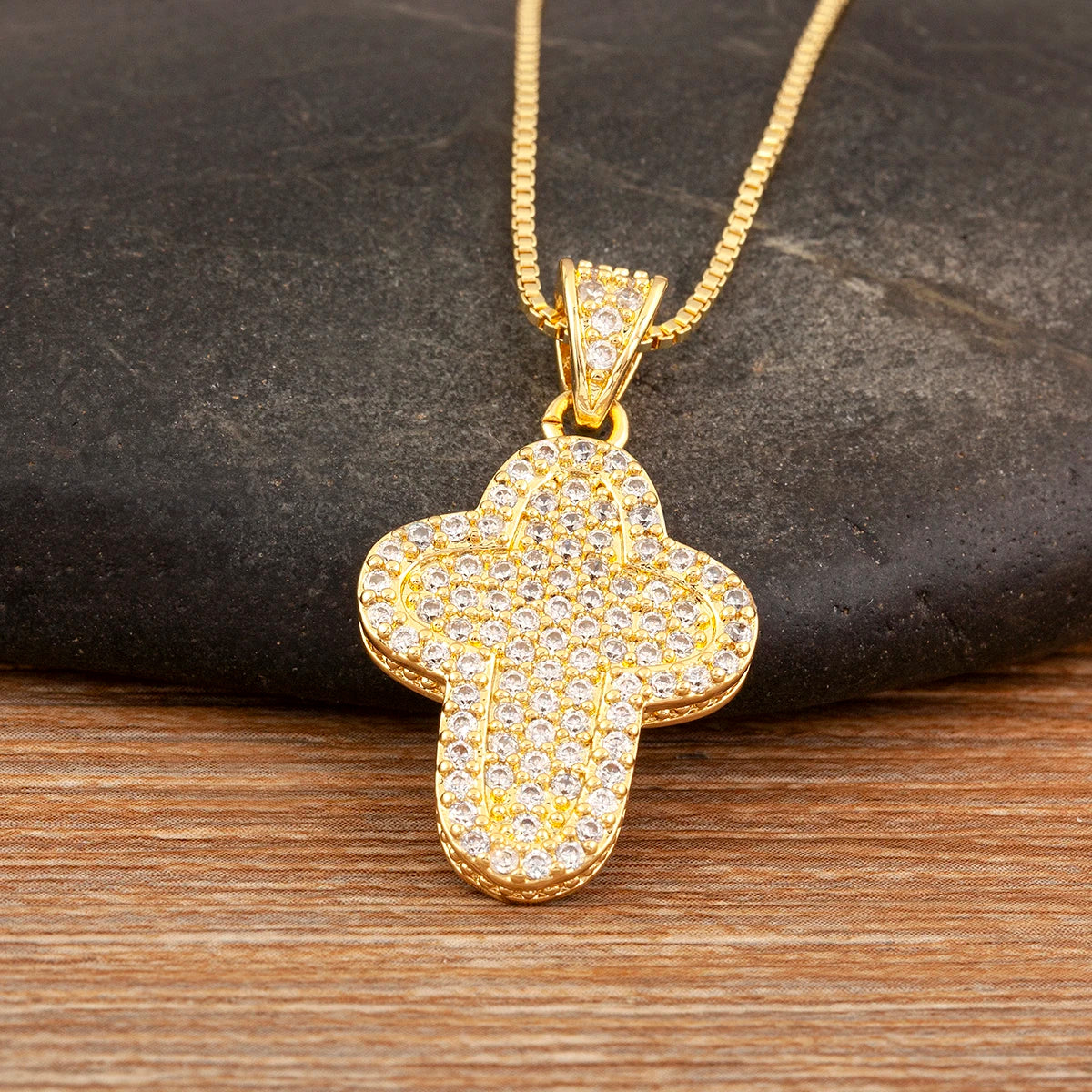 Nidin New Trendy Personality Design Cross Pendant Necklace For Women Men Shiny Crystal Zircon Charm Jewelry Daily Party Gifts