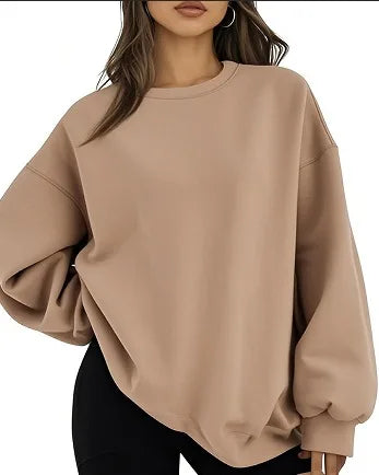 Plus Size Solid Color Sweatshirt, Casual Long Sleeve Crew Neck Pullover Sweatshirt, Women's Plus Size Clothing