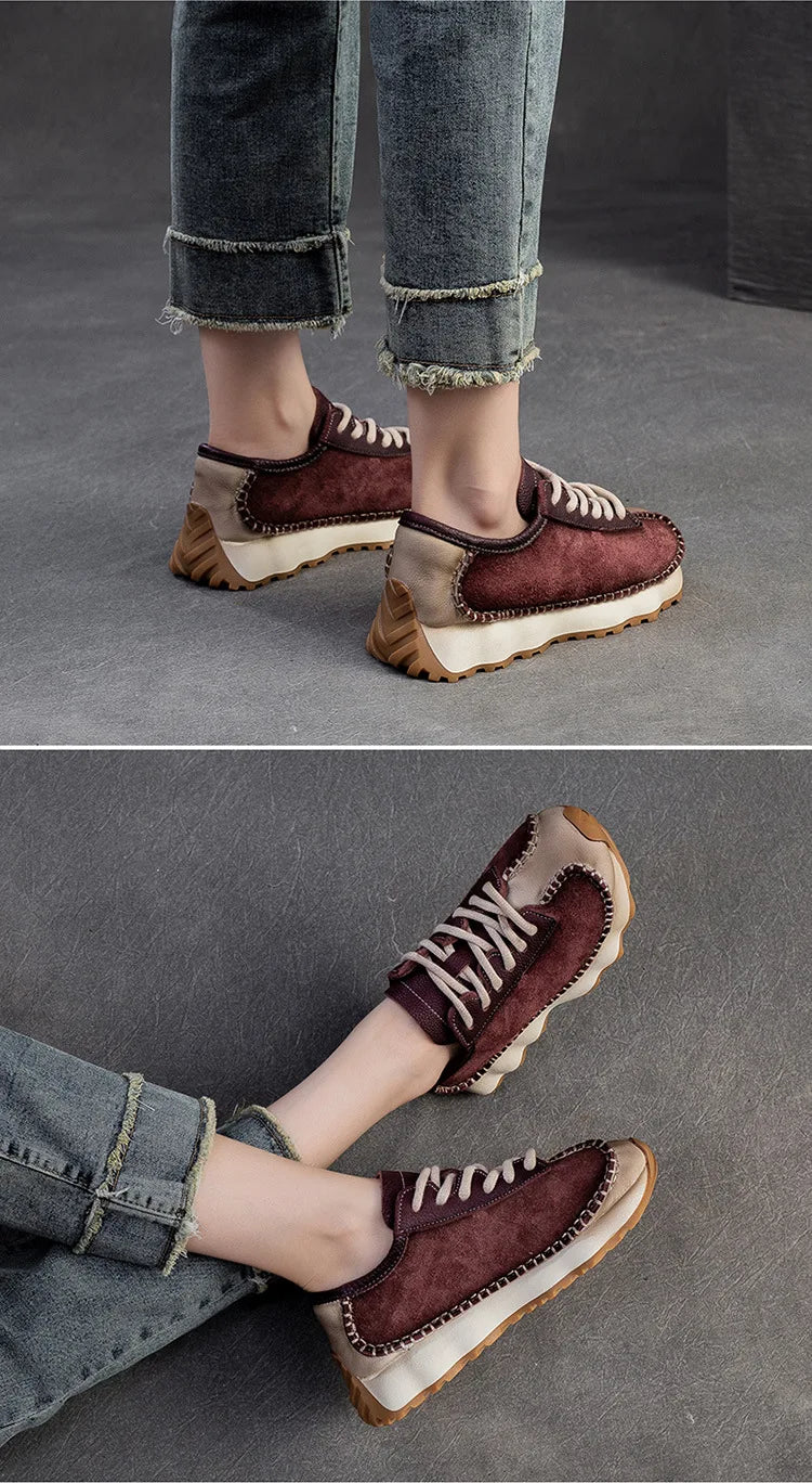 Koznoy 3cm Suede Cow Genuine Leather Mixed Color Preppy Girl Vulcanize Platform Wedge Summer Ladies Spring Autumn Comfy Fashion