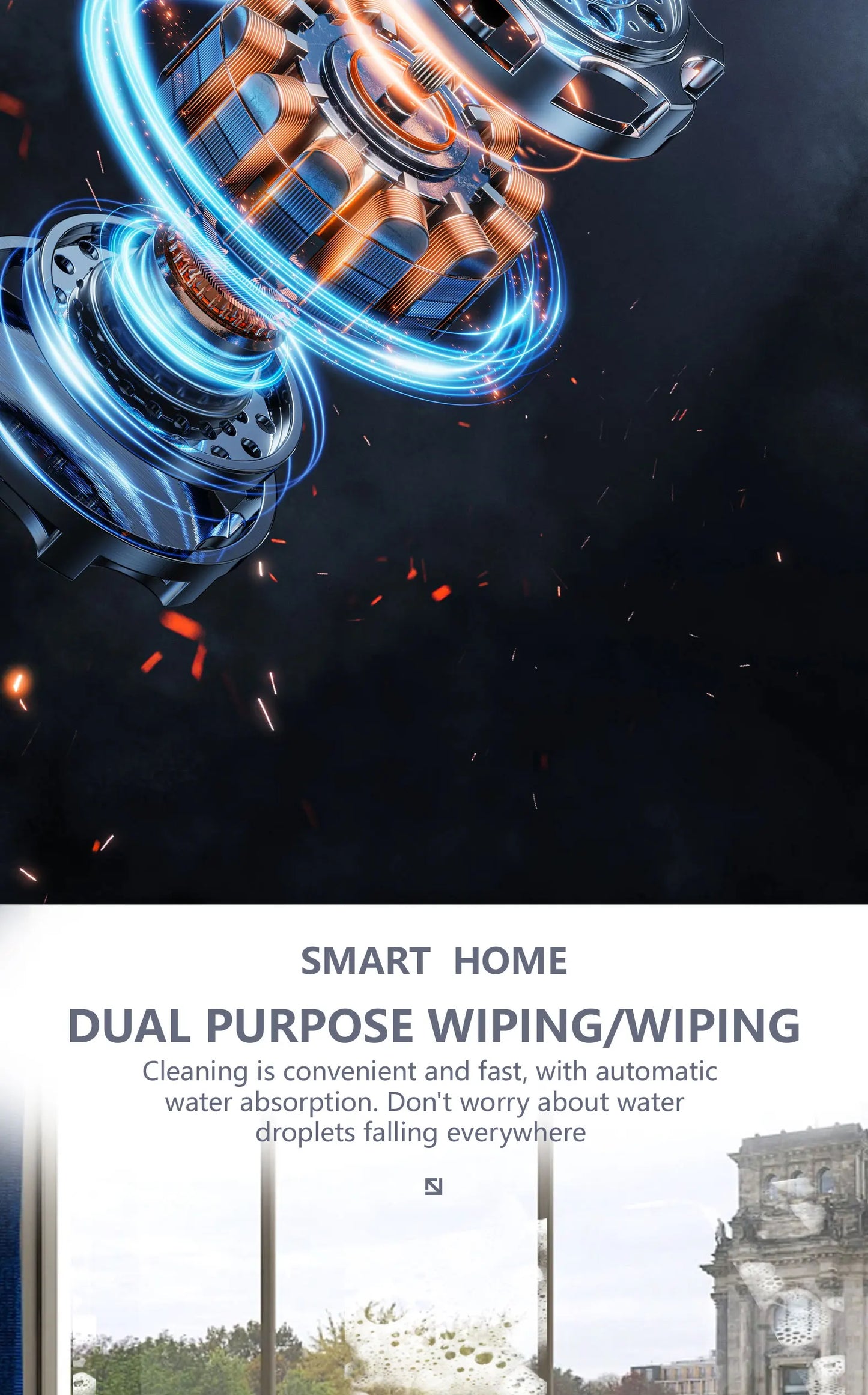 Window Cleaner Electric Glass Handheld Cordless Window Cleaning Tools Multifunctional Wireless USB Rechargeable Vacuum Cleaner