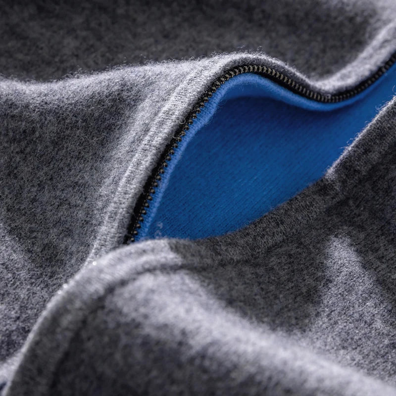 Men 100% Merino Wool Sweater Zipper Cardigan Wear Both Sides Autumn Winter Thick Warm Casual Cashmere Jumper Knitwear Coat Tops