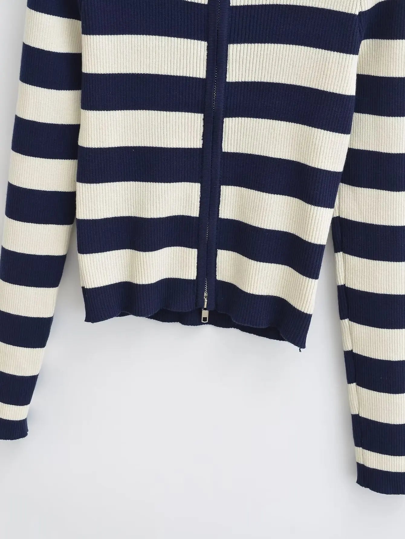 Slim Fit American Style Knitted Cardigan Women's Double Zipper Open Front Pure Desire Autumn Fashion Outerwear BM Style