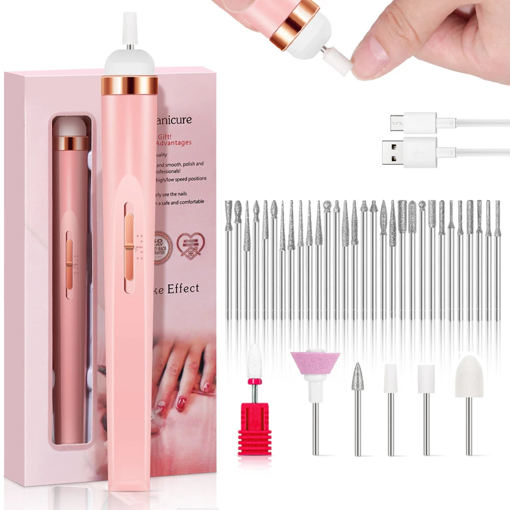 LULAA Electric Nail Drill Kit Rechargeable Cordless Manicure Kit Portable Nail Grinding Polisher for Trim Nails Exfoliating
