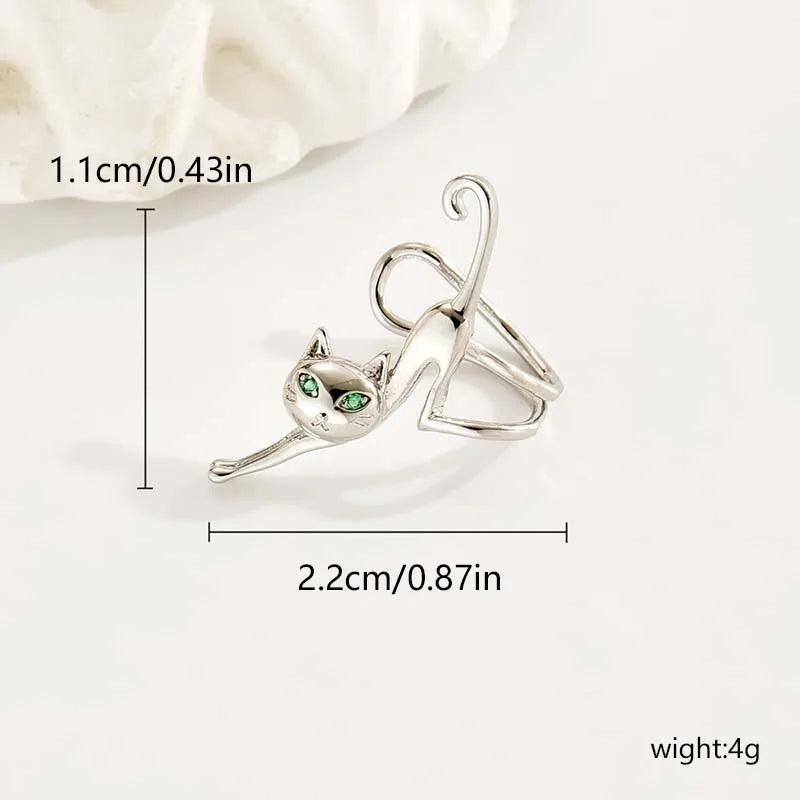 1 Pc Funny Green Eye Cat Clip Earring for Women Cute Animal Kitten No Ear Hole Without Piercing Earbone Earring Party Jewelry