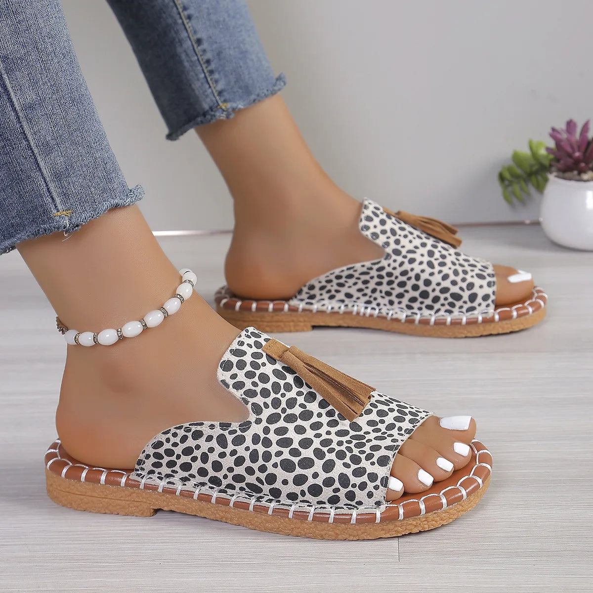 Large Platform Slippers for Women 2025 Summer New European and American Fringe Beach Women's Shoes 43 Zapatos De Mujer Sandals
