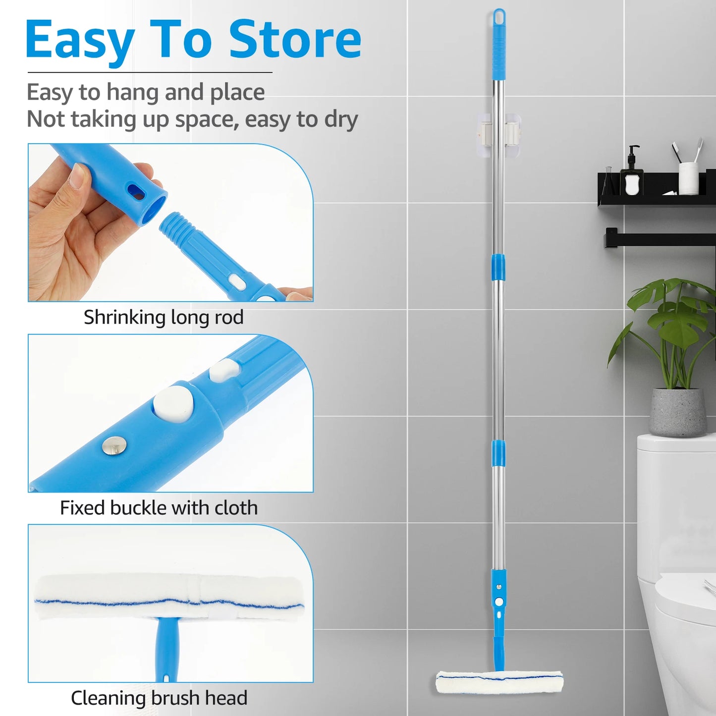 Extended Window Cleaner Kit Glass Squeegee Flooring Duster Cleaner Mop Household Window Wiper Washing Cleaning Brush Tools