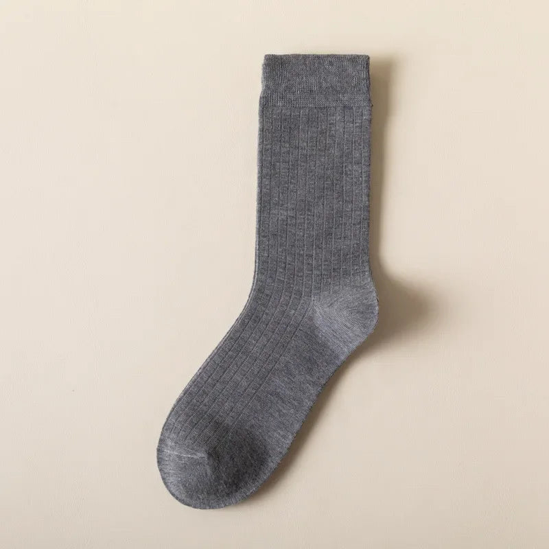Men Cotton Socks High Quality Solid Color Business Crew Spring Autumn Knitting Mib Tube Ankle Long Breathable Casual Soft Socks