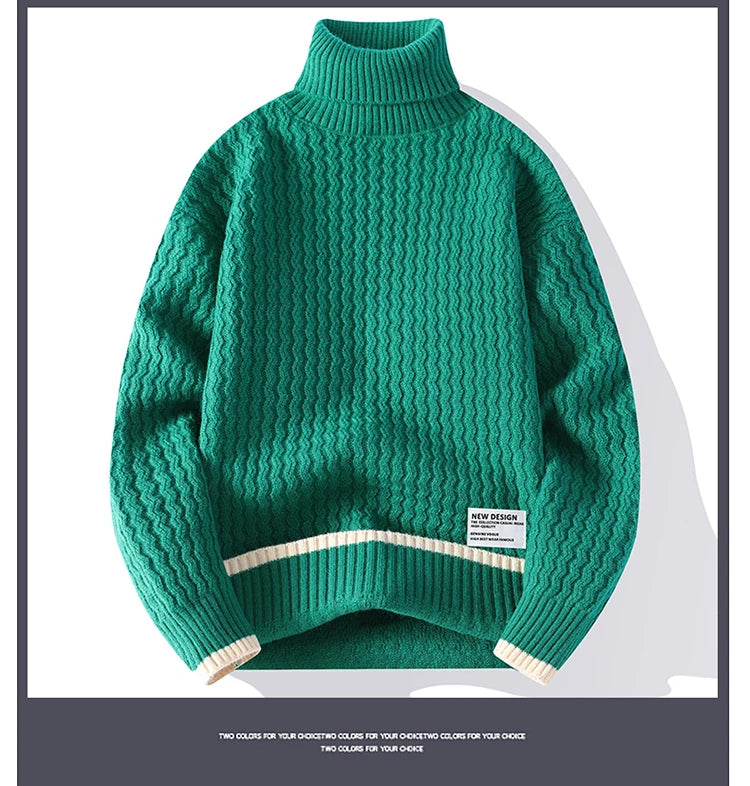 2024 Autumn Men's wool pullovers Men's Solid color high collar Sweater  mens thicken Warm Men Knitted Sweater full size M-4XL