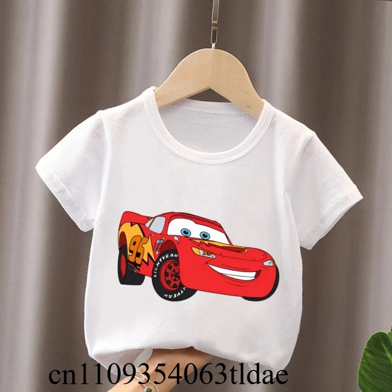 Hot Sale Car Pixar Lightning McQueen Print Cute Kids T-Shirts Girls Clothes Baby Boys Short Sleeve T Shirt Summer Children Tops
