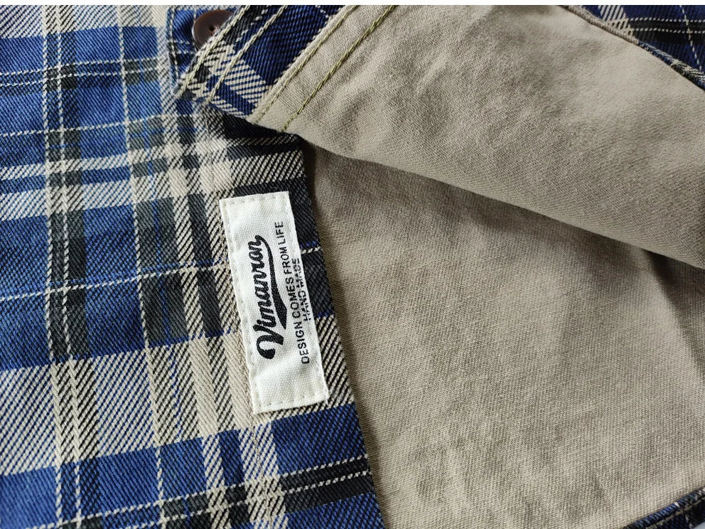 Spring and autumn new cotton washed male casual plaid shirt male thick long-sleeved shirt coat