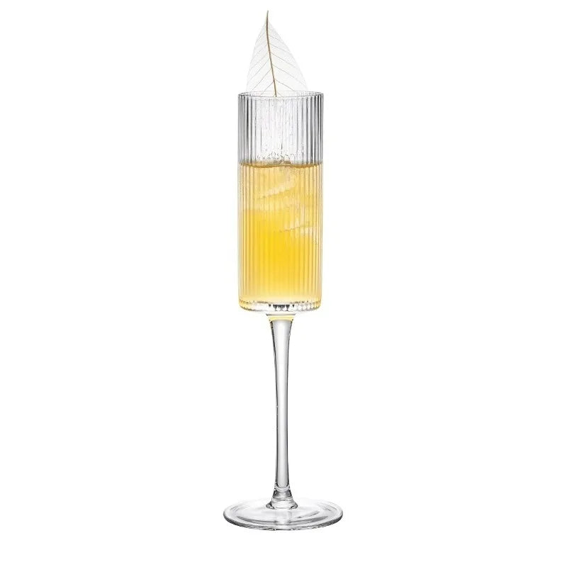 Creative Striped Champagne Glass Cup High-foot Cocktail Glasses Cups Sparkling Glass Wine Glass Cups Party Bar Accessories