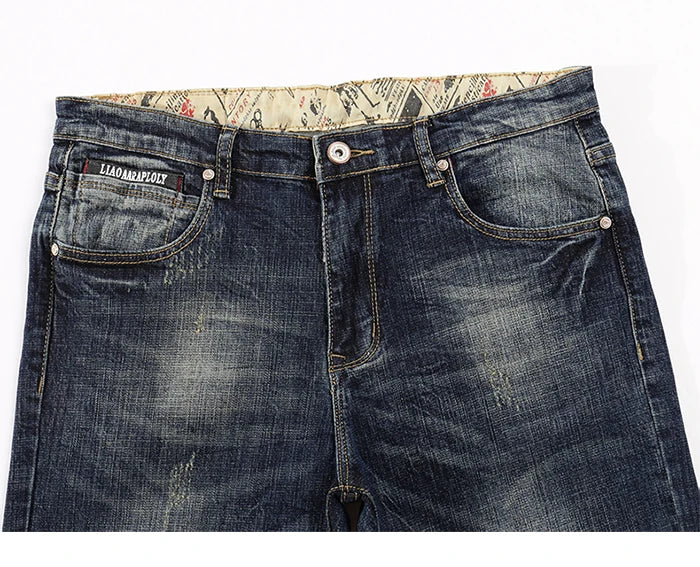 KSTUN Jeans Men New Arrivals Autumn Winter Direct Straight Retro Blue Stretch Vintage Casaul Streetwear Moto Biker Jeans Size 40