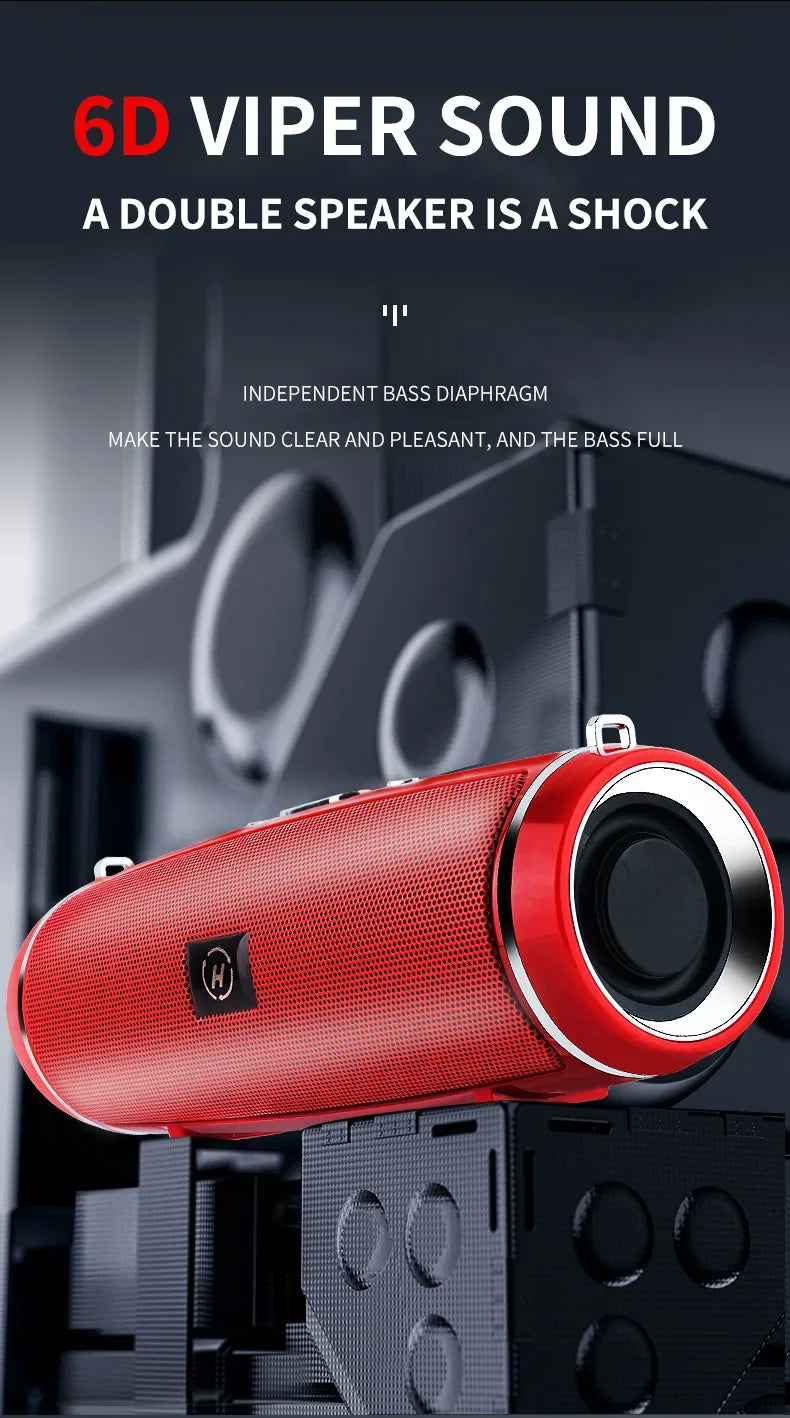 Portable Wireless Bluetooth Speaker 3D Stereo Surround Speaker Outdoor FM Radio Multifunctional Pillar Waterproof TWS Subwoofer