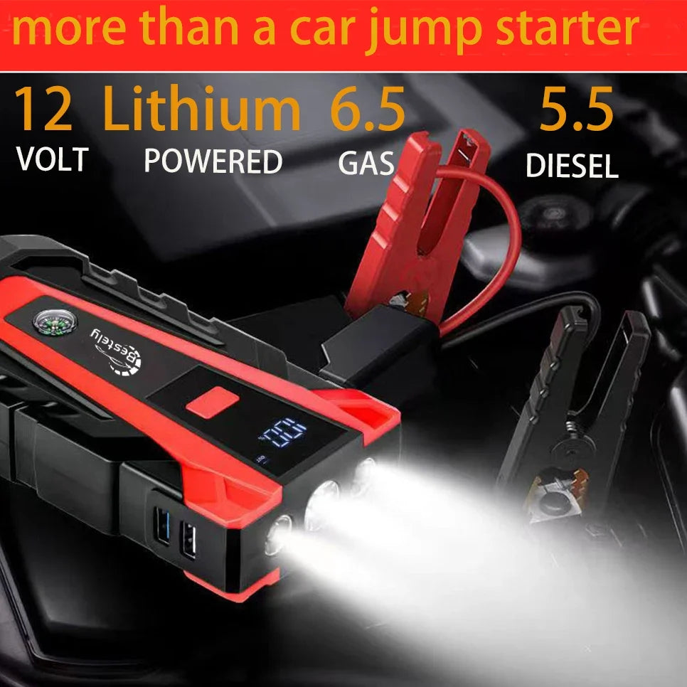 Latest 12v Car Battery Jump Starter,3000A Peak Jump Starter Battery Pack,Portable Jump Box with Full LCD Screen & LED Light &USB