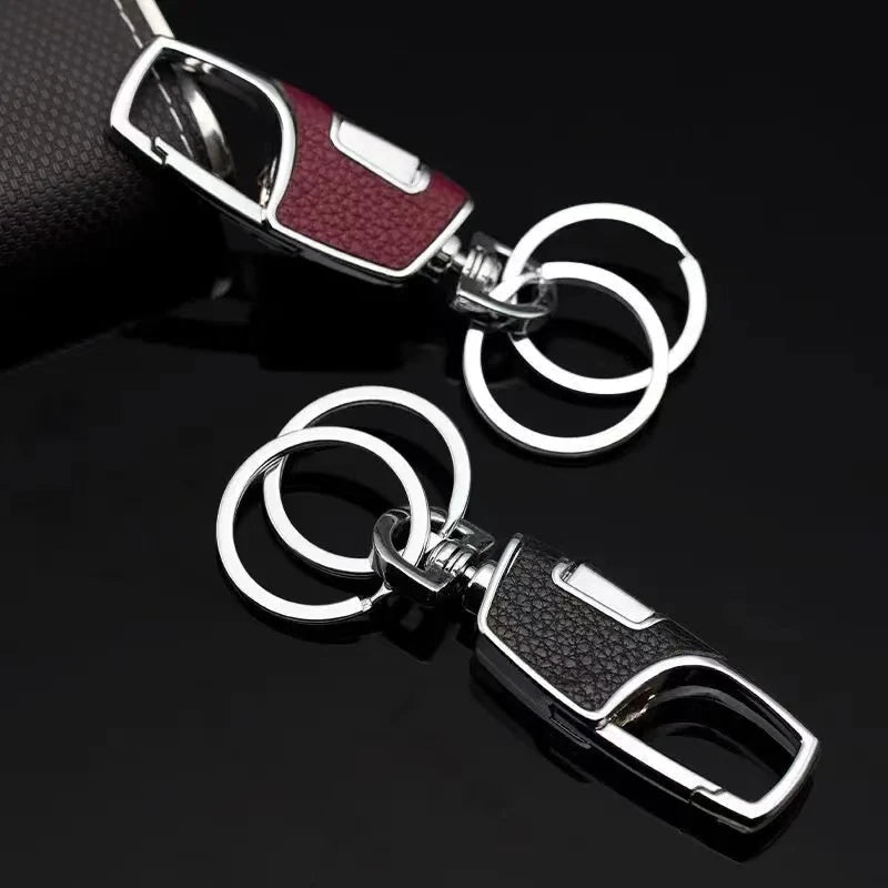 Double-ring metal keychain, simple and stylish. Thick and substantial texture, anti-lost and portable, showcasing men's taste.