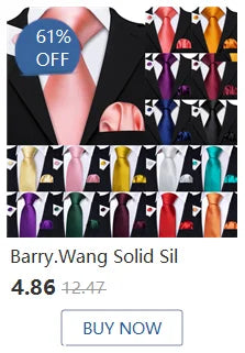 Barry.Wang Orange Brown Silk Mens Tie Hanky Cufflinks Set Gold Coffee Jacquard Designer Necktie For Male Wedding Business Party