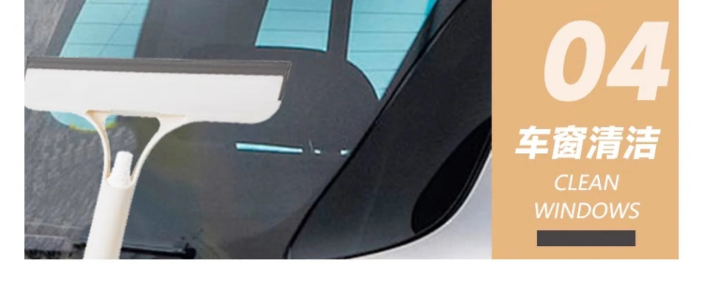 Three-in-one glass wiper with spray bottle, double-sided mirror, non-detachable wiper blade, baffle care set
