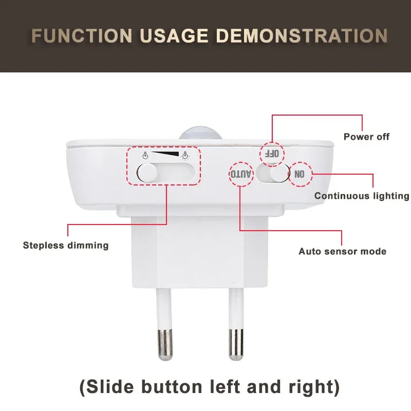 Night Light Motion Sensor With LED Light EU Plug Lamps Children'S Night Light Wireless Night Lamp For Bedside Table Bedroom