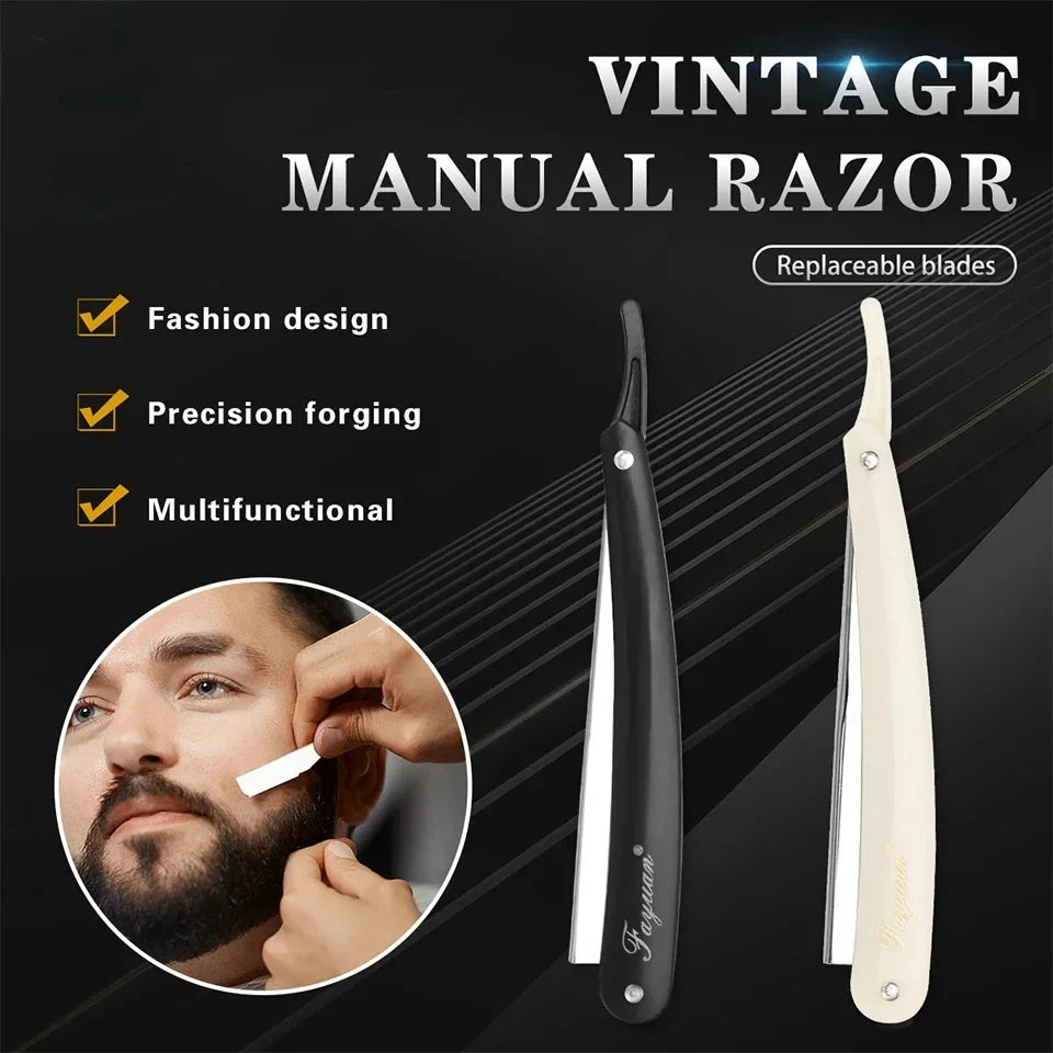 Manual Shaver for Men Barbershop Razor Stainless Steel Shank Is Easy To Use Safety Razor 1Pcs Shaving Razor with 10pcs Blades