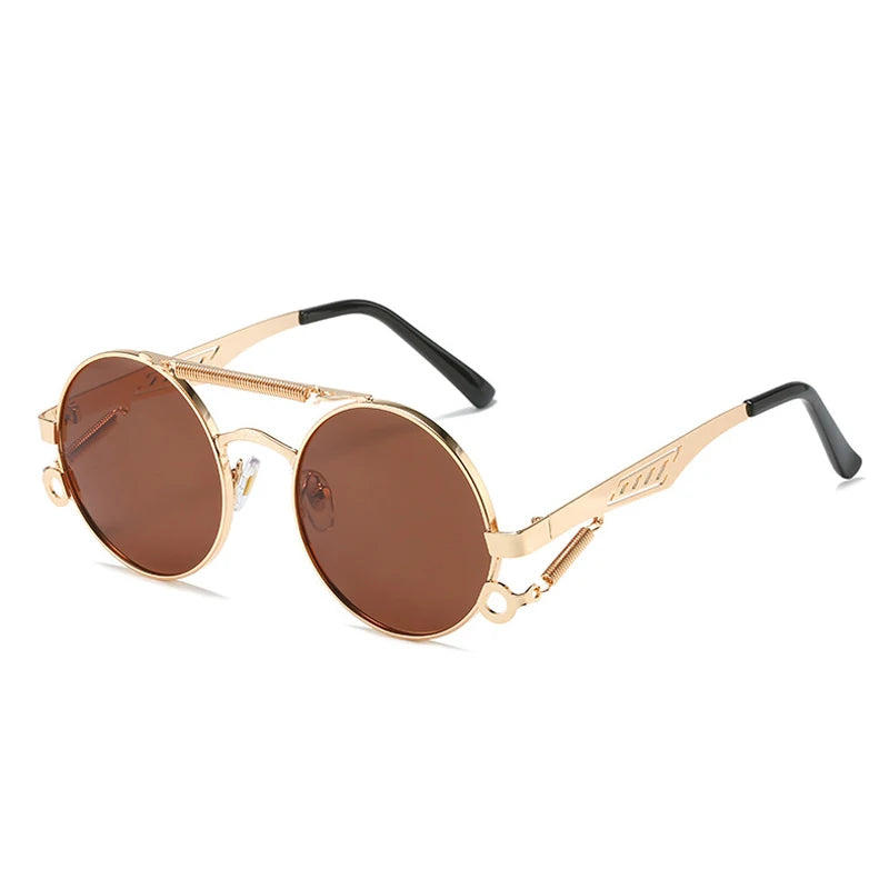 SHAUNA Retro Metal Double Bridges Round Sunglasses Women Fashion Gradient Mirror Eyewear Men Trending Punk Spring Sun Glasses