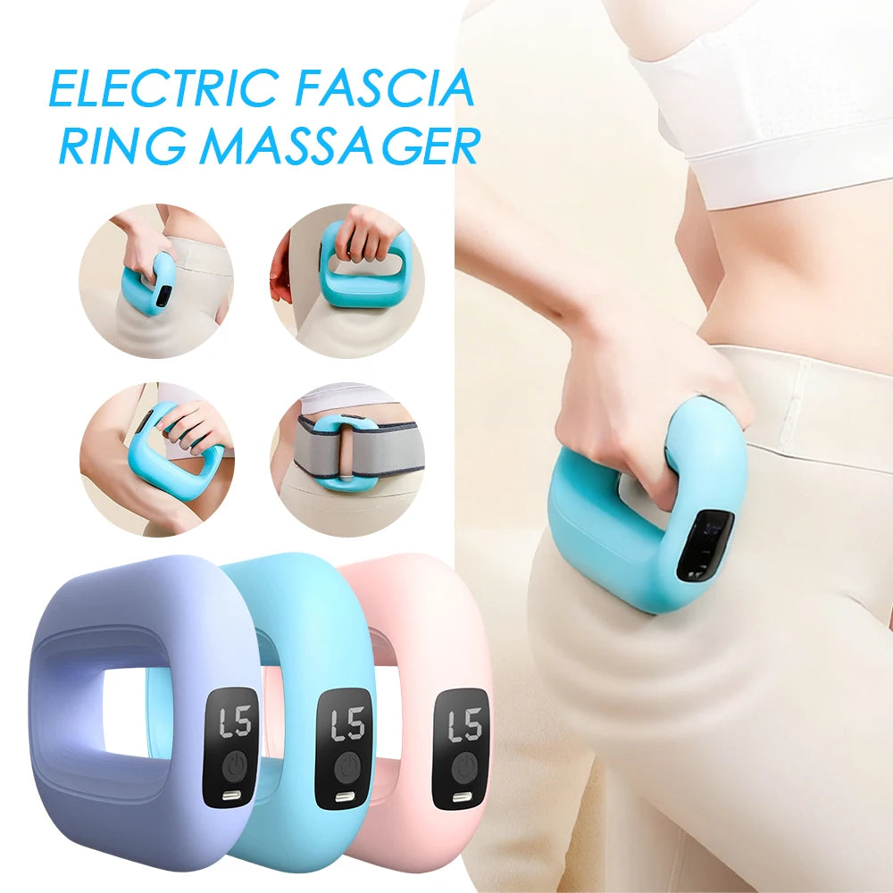 Electric Body Vibration Fascia Ring Fitness Massage Ring Body Shaping Massager Abdomen Belly Waist Deep Tissue Massage Device