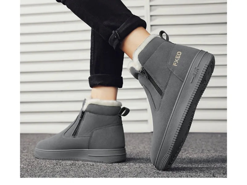 2025New Winter Men's Boots Fashion High-top Cotton Shoes Plush Warm Fur Snow Boots Suede Casual Ankle Boots for Men Botas Hombre