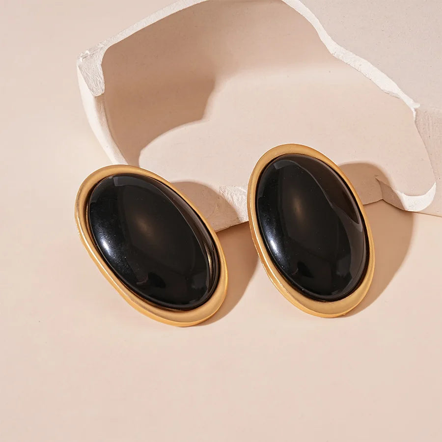 Exaggeration Retro Geometric Ellipse Resin Stud Earrings for Women Personality Charm Wedding Bride Party Jewelry No Fade Gift