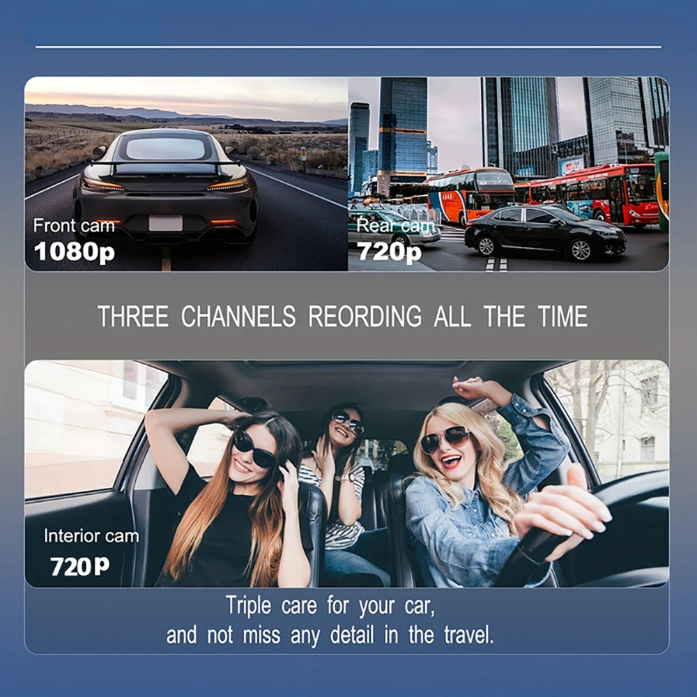 2/3Camera WIFI Dash Cam Cabin Car Dvr 1080P Interior Vehicle Three Way Channel Dvrs Recorder Video Registrator Dashcam Camcorder
