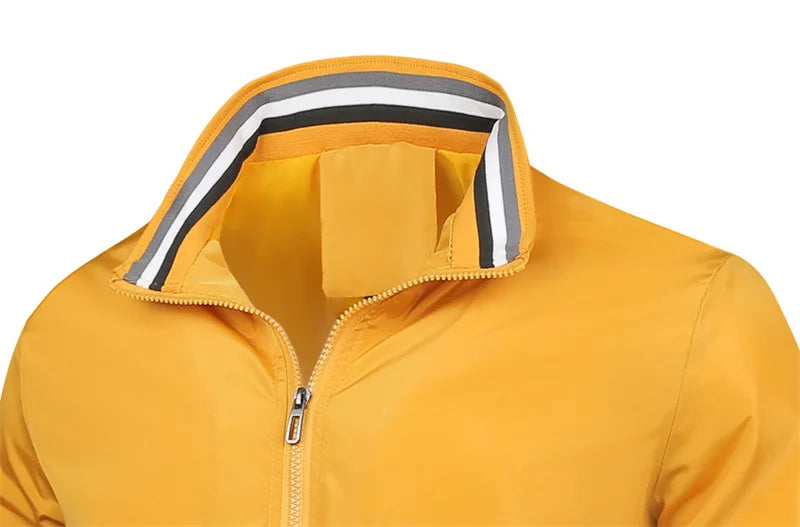 Men's casual sports spring and fall zipper baseball side seam pocket casual jackets without hooded daily