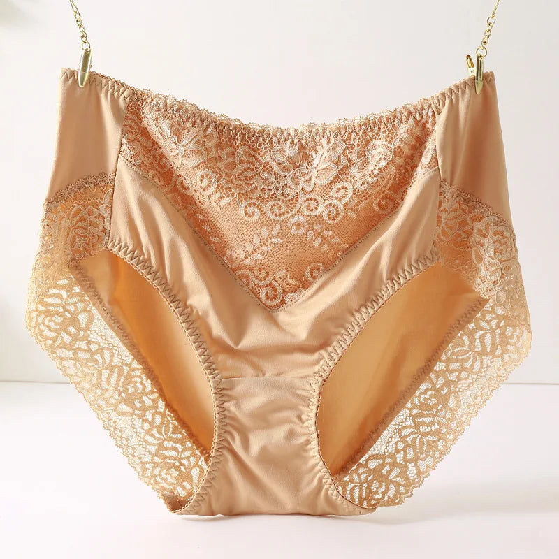 Plus Size Women Panties Sexy Lace Comfortable High Waist Milk Silk Panties for Women Underwear Ladies Briefs of Large Size XXXL