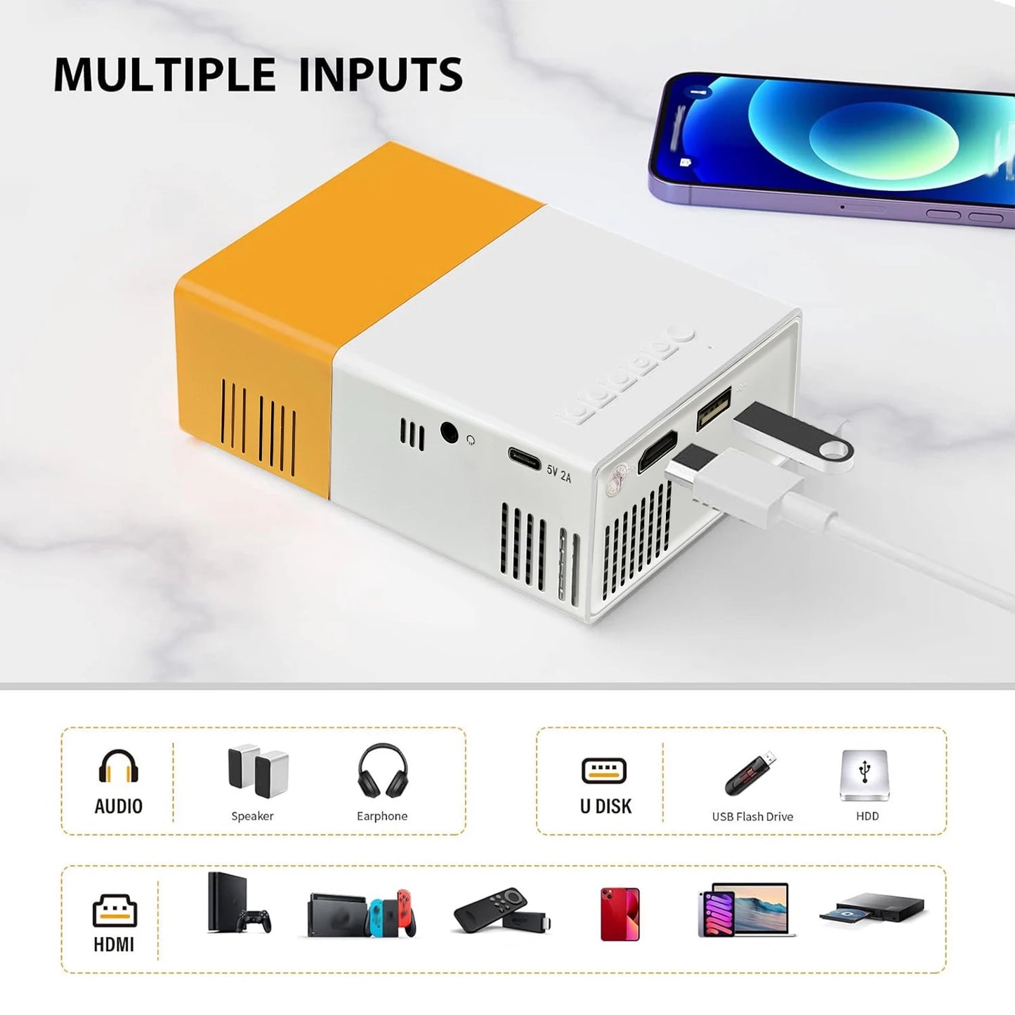 YG300 Mini HD 320x240p Outdoor Projector Home theater LED Videoprojector Projector Portable YG300 LED Smart Projector for Travel