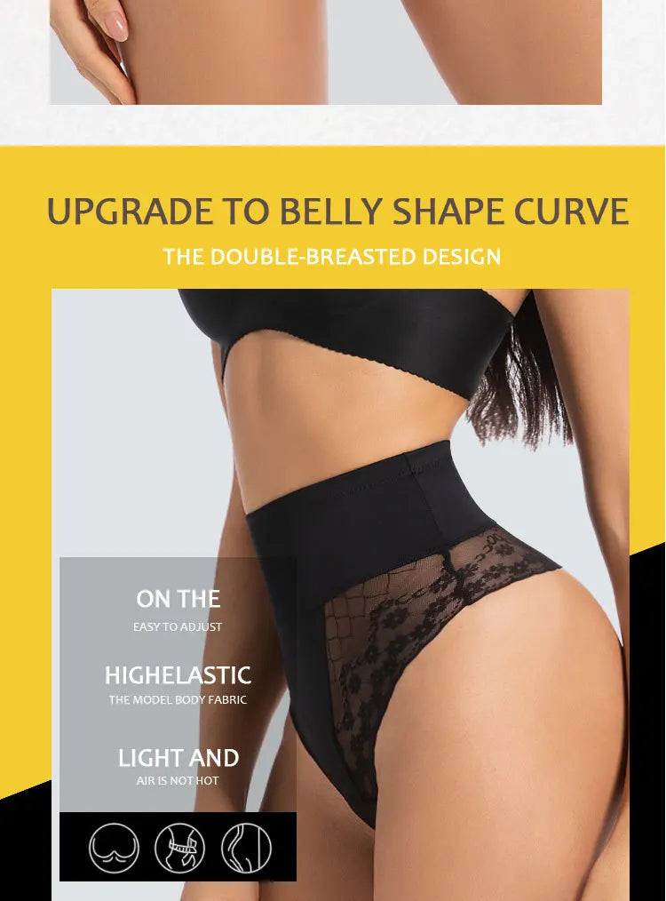 High Waist Tummy Control Women Seamless Panties Sexy Flroal Lace Splicing Thongs Tight Elastic Breathable Soft Lingerie