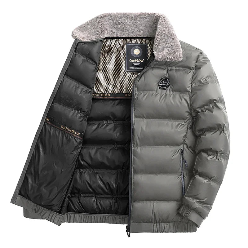 Winter Men Casual Parkas Solid Color Warm Thickened Jacket for Men Quality Turn-down Collar Male Overcoat 2024 Fashion All-match