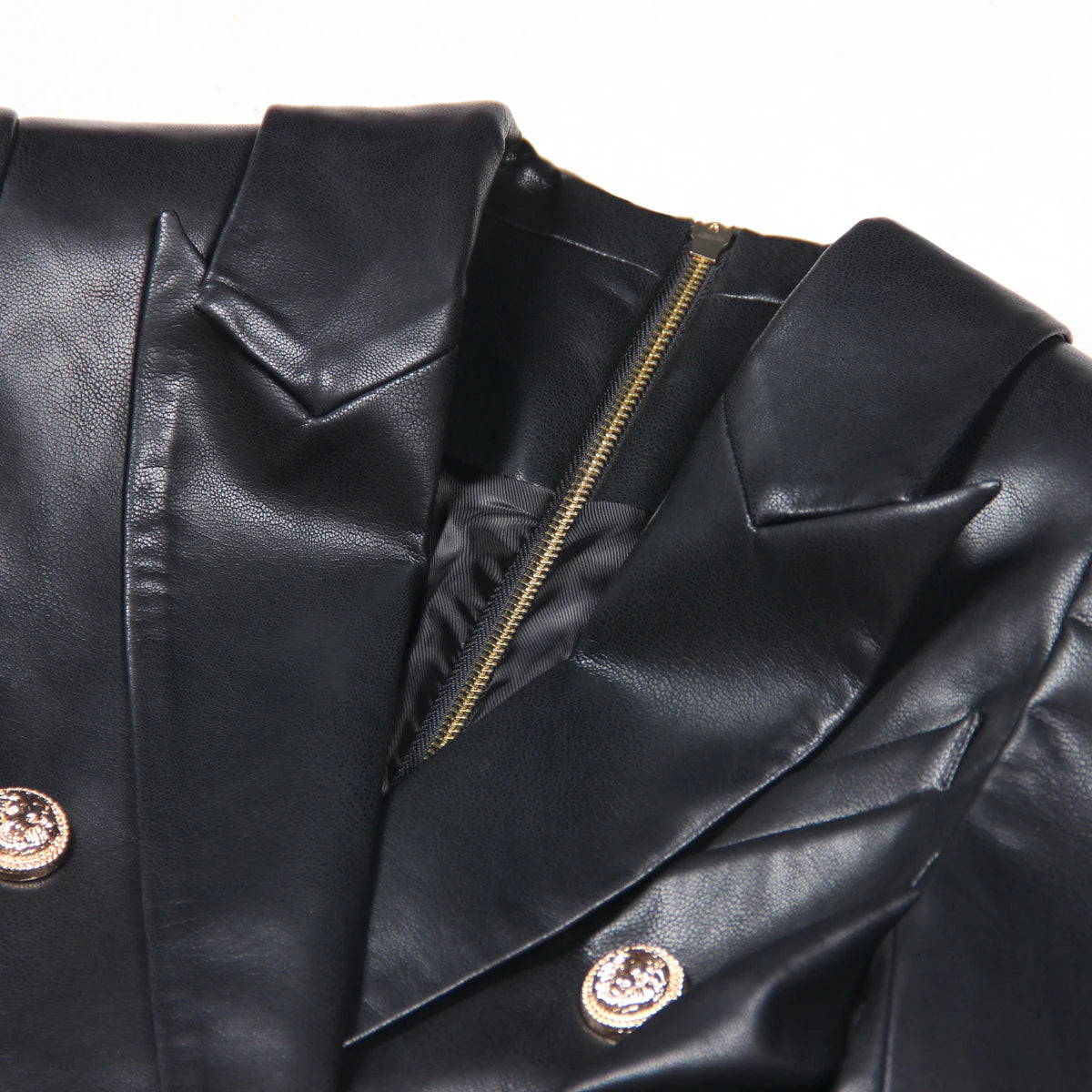 2024 Spring And Autumn New High-end Fashion, Simple Temperament, Slim Slim Skin, Women's Pu Leather Suit Skirt Dress