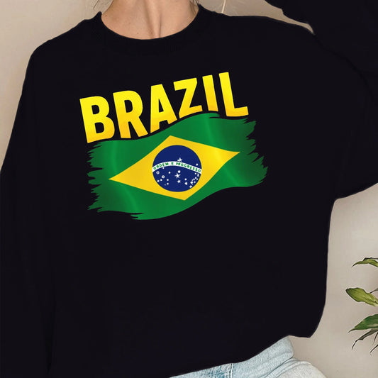BRAZIL flag illustration  women's sweatshirts