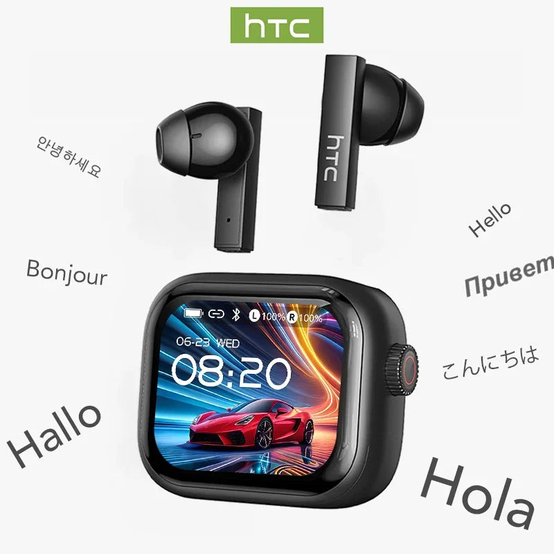 [HD On-screen subtitles] HTC Earphones Bluetooth V6 TWS Sports Wireless Headphones AI Translator Earbud Noise Reduction Mic