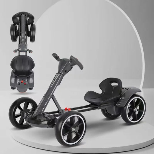 Karting electric four wheeled cart, foldable and seatable, portable and lightweight, no installation required