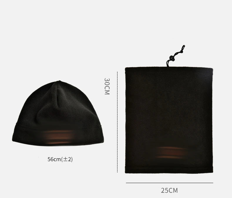 Autumn Winter Sports Warmth Velvet Hat Fuzz Neck Cover Outdoor Cycling Face Shield Warmth Shawl Set Unisex Neutral