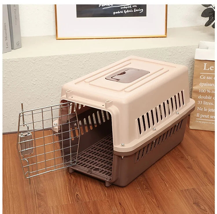 Outdoor Large Plastic Cat CageLarge Airline Pet CageCat Shipping Box Portable Pet Supplies