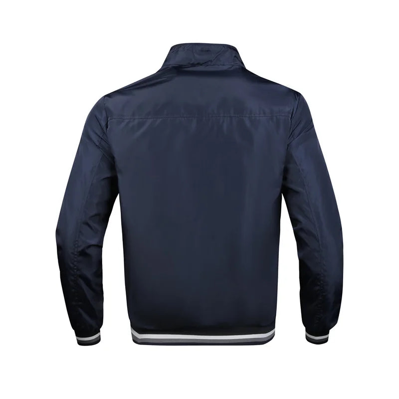 Men's casual sports spring and fall zipper baseball side seam pocket casual jackets without hooded daily