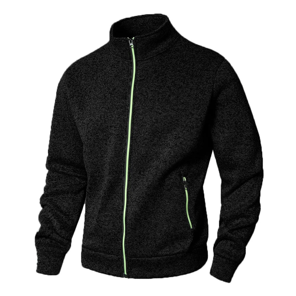Men's Stand Collar Jacket Cardigan Casual Spring and Autumn Zip Up Sweatshirt for Men