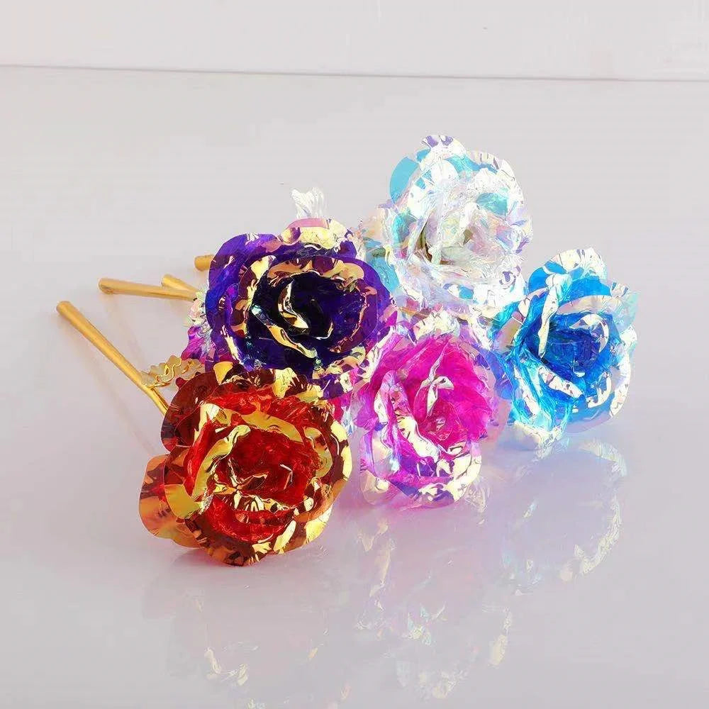 Led Valentine's Day Mother's Day Gift 24K Foil Plated Roses Artifical Flowers Wedding Decor Lover Lighting Roses Creative Gift
