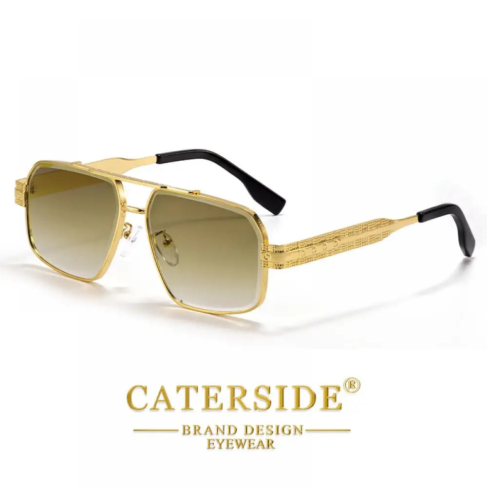 CATERSIDE Men's Luxury Sunglasses High-Quality Metal Frame Sun Glasses Fashion Women's Outdoor Travel Decoration Glasses Uv400