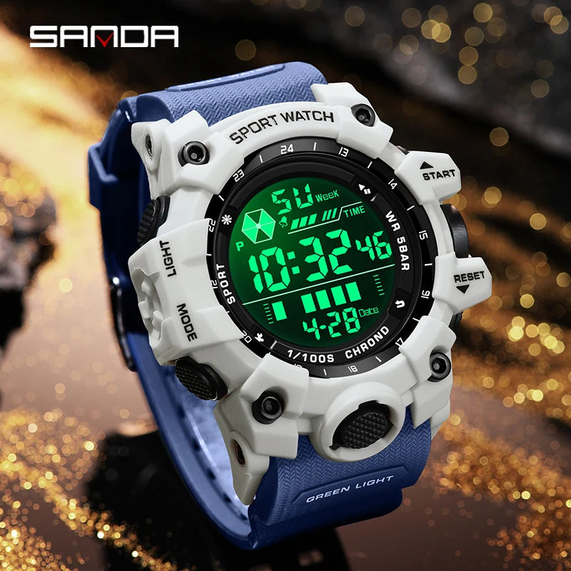 SANDA Outdoor Sports Men Watch Waterproof LED Analog Digital Show Multifunction Big Dial Electronic Wristwatch G style Male Cloc