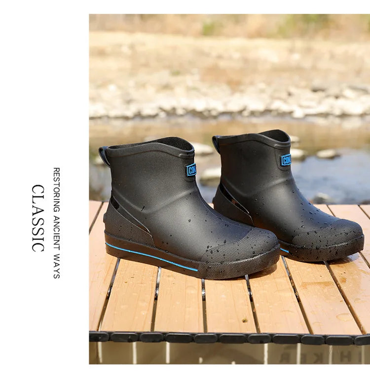 Snow Warm Thick Rain Boots, Kitchen Waterproof and Anti Slip Rain Shoes, Men's Fashionable and Wear-resistant Water Shoes