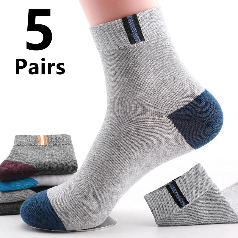 5pairs/set Men's Breathable Casual Sports Socks Quarter Socks For All Seasons