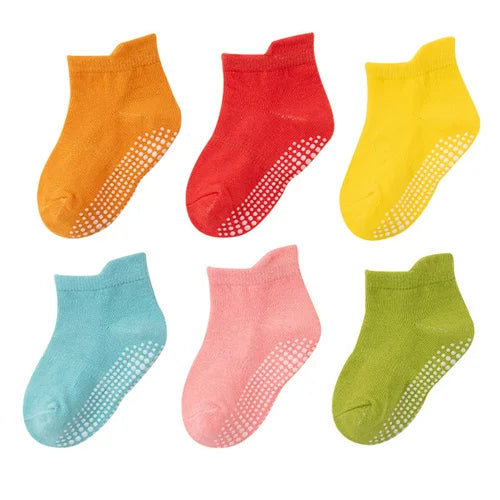 6Pairs/Lot 0-7Years Kids Girls Boys Floor Socks Striped Sport Children's Anti-slip Boat Socks For Boys Spring Autumn New