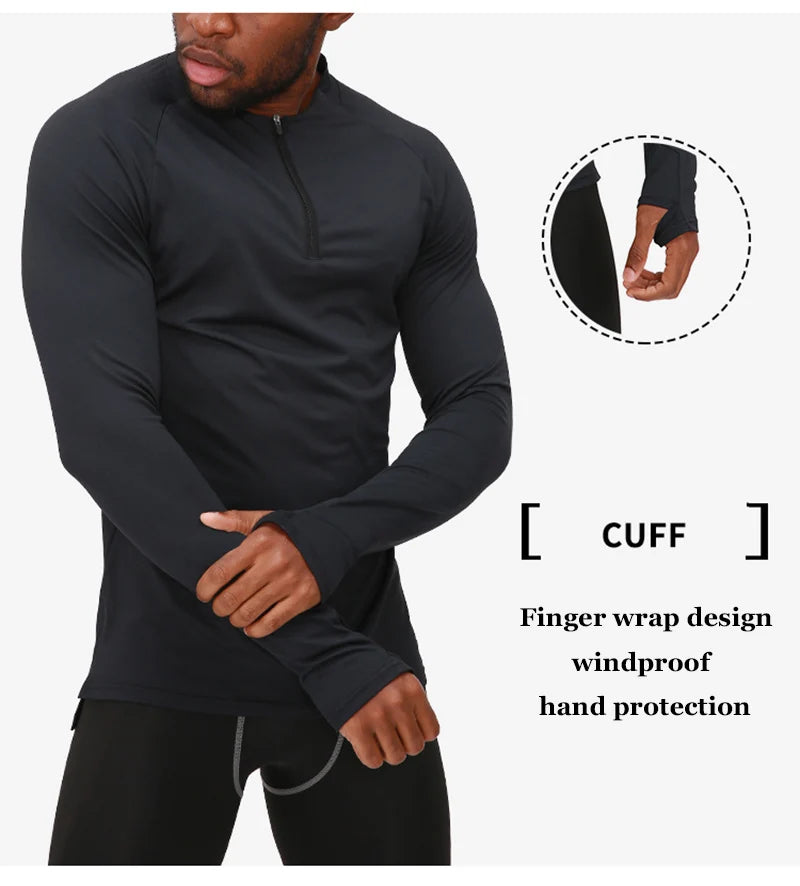 Men's Long Sleeve Fitness T-Shirt Quick Dry Breathable Sportswear Outdoor Running Basketball Elastic Sports Slim Tops Clothes