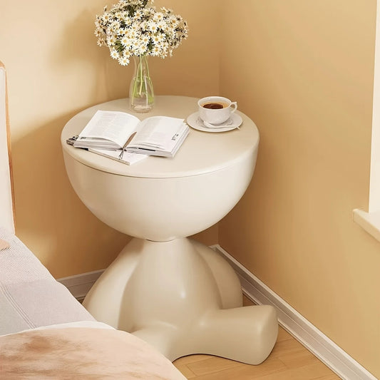 Bedside Table, Home Sofa Edge, Circular Coffee Table, Mini Bedside Table with Storage Space, Suitable for Small Space Decoration