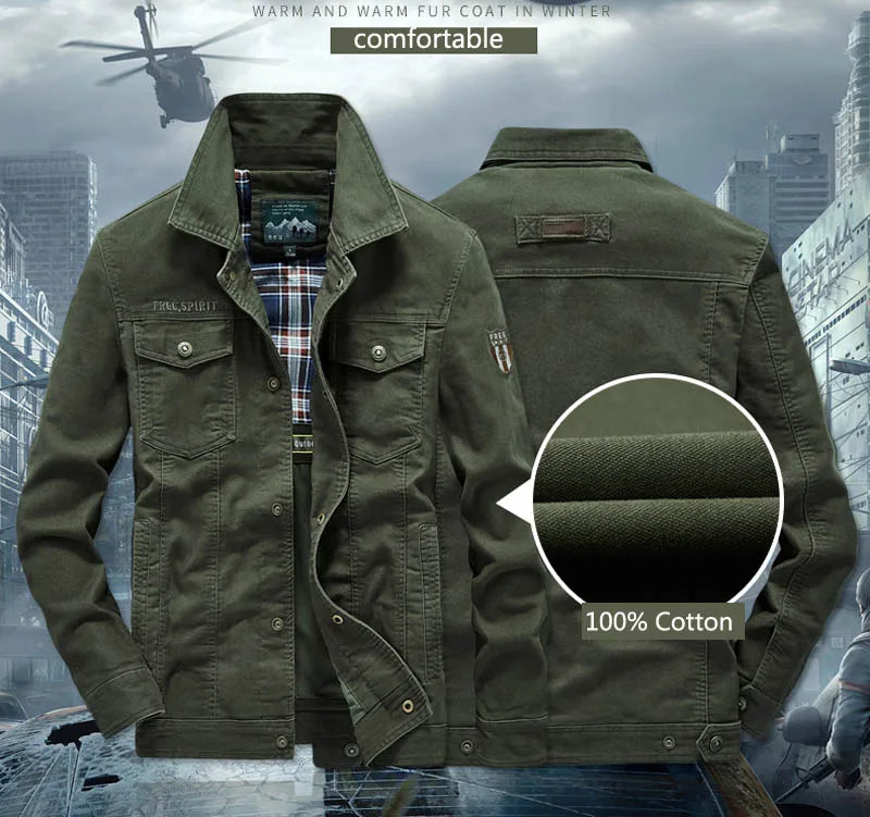 Men's Lightweight Cotton Military Jackets Spring Autumn Casual Multi-pocket Army Pilot Cargo Flight Bomber Jacket Men Clothing